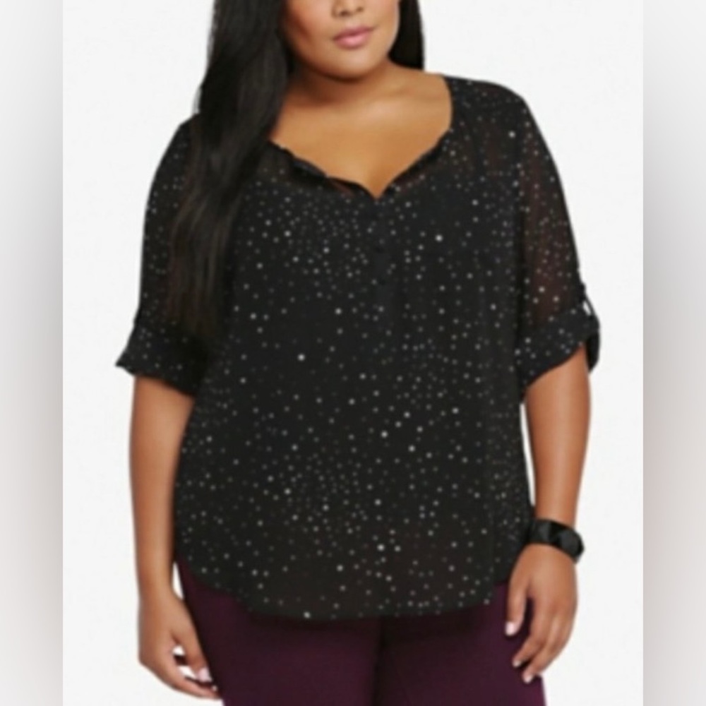 Torrid size 2 3/4 sleeve stars blouse